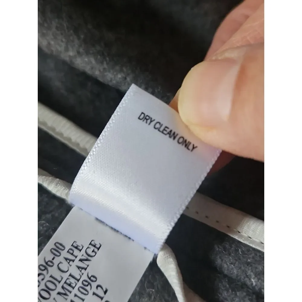 BANANA REPUBLIC Italian Fabric‎ wool blend faux leather trim CAPE gray XS/S - Picture 13 of 14